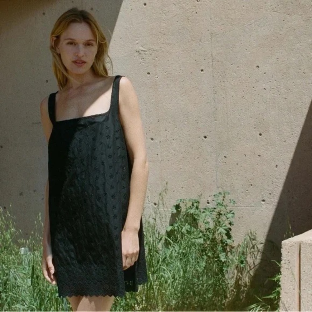 Dôen Carina eyelet mini dress, black, size M